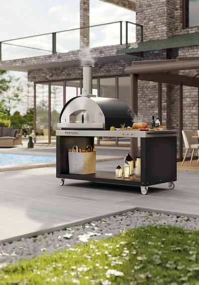 Mangiafuoco Wood-Fired Countertop Pizza Oven on a Desk #color_gray