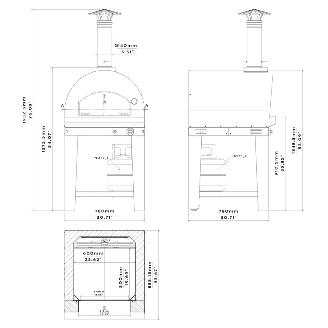 Margherita Gas Outdoor Oven Dimensions