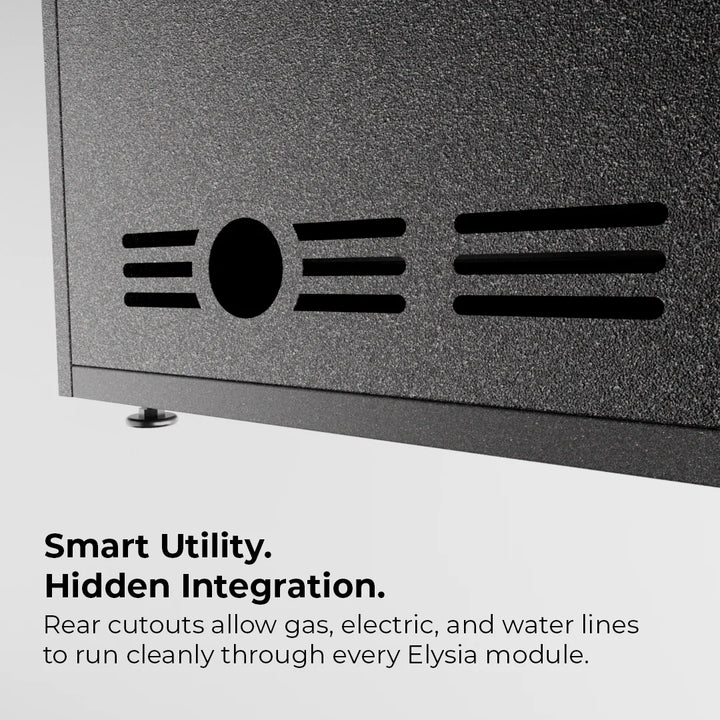 Elysia outdoor modular kitchen ventilation and cutouts