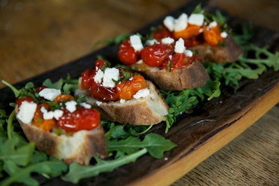 Cherry Tomato BRUSCHETTA prepared in the Fontana wood-fired oven