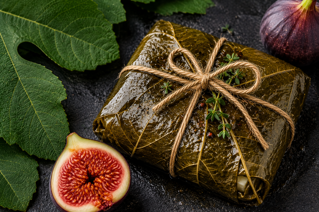 Feta Baked in Fig Leaves