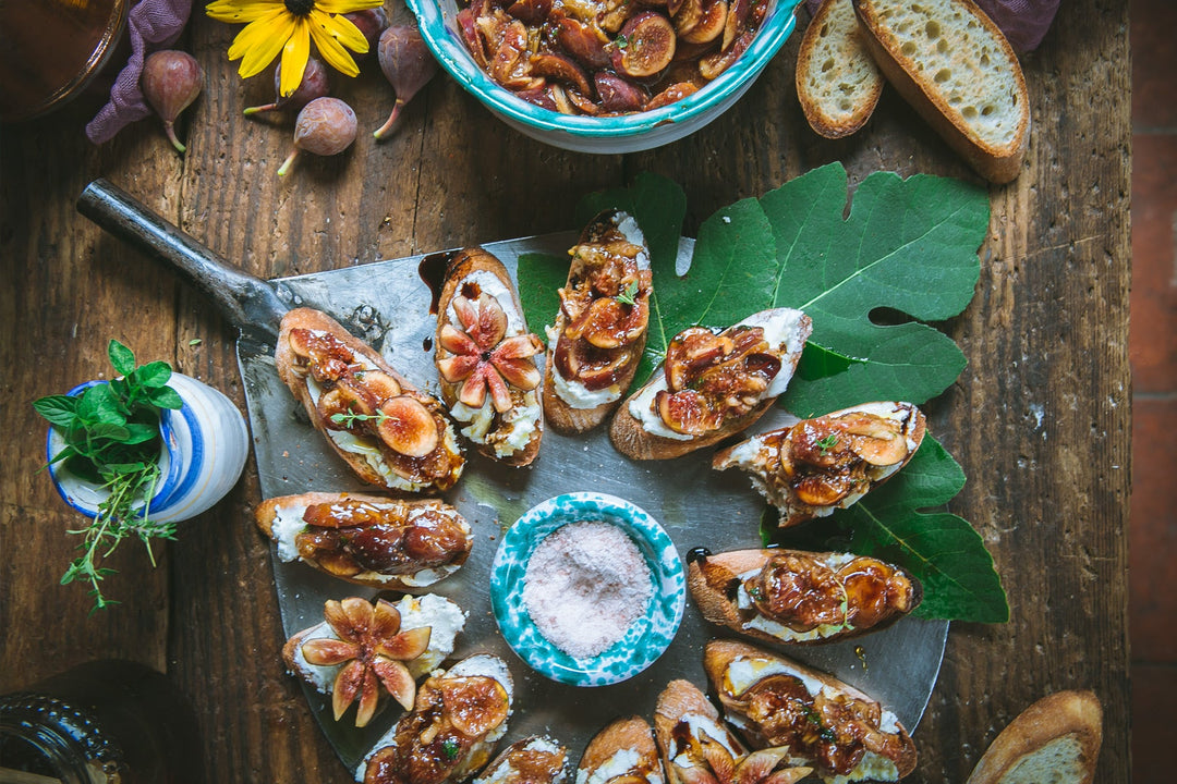Fig and Goat Cheese Crostini are definitely a delicious appetizer or snack perfect to serve at any occasion. Summer is such a rich season for a large variety of fruits, and an ideal time to pick fresh figs from our tree. Sadly these sweet, plump and honey