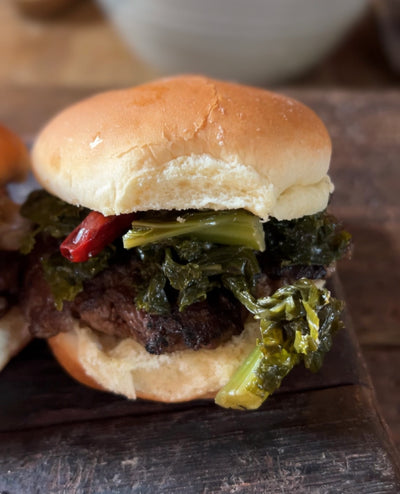 Spicy Sauté'd Kale Smash Burger