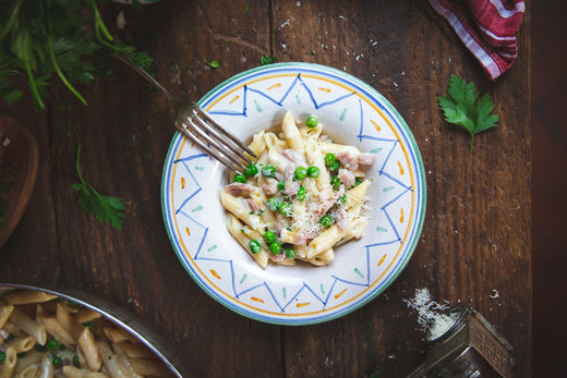 Penne alla Fiesolana with Peas