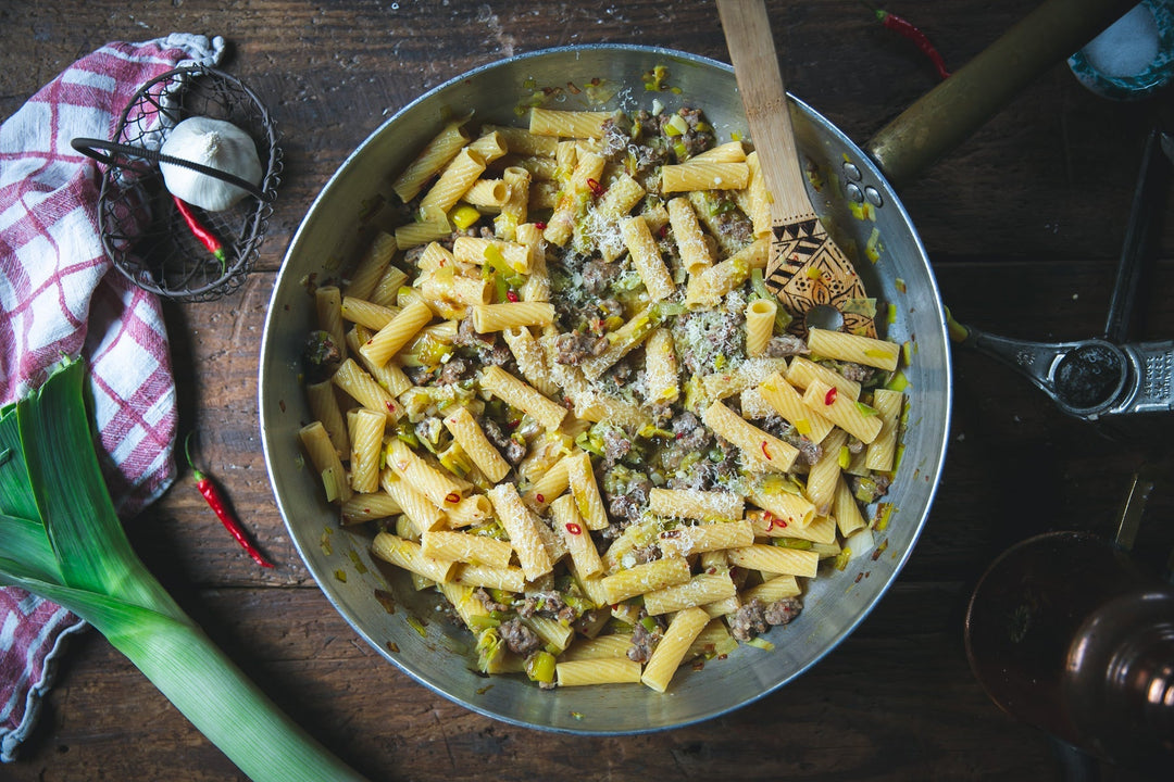 Rigatoni with Leeks and Sausage