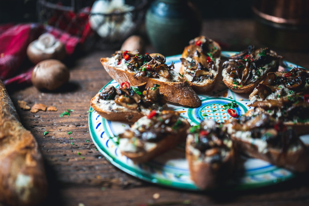 Crostini with White Truffles and Mushrooms