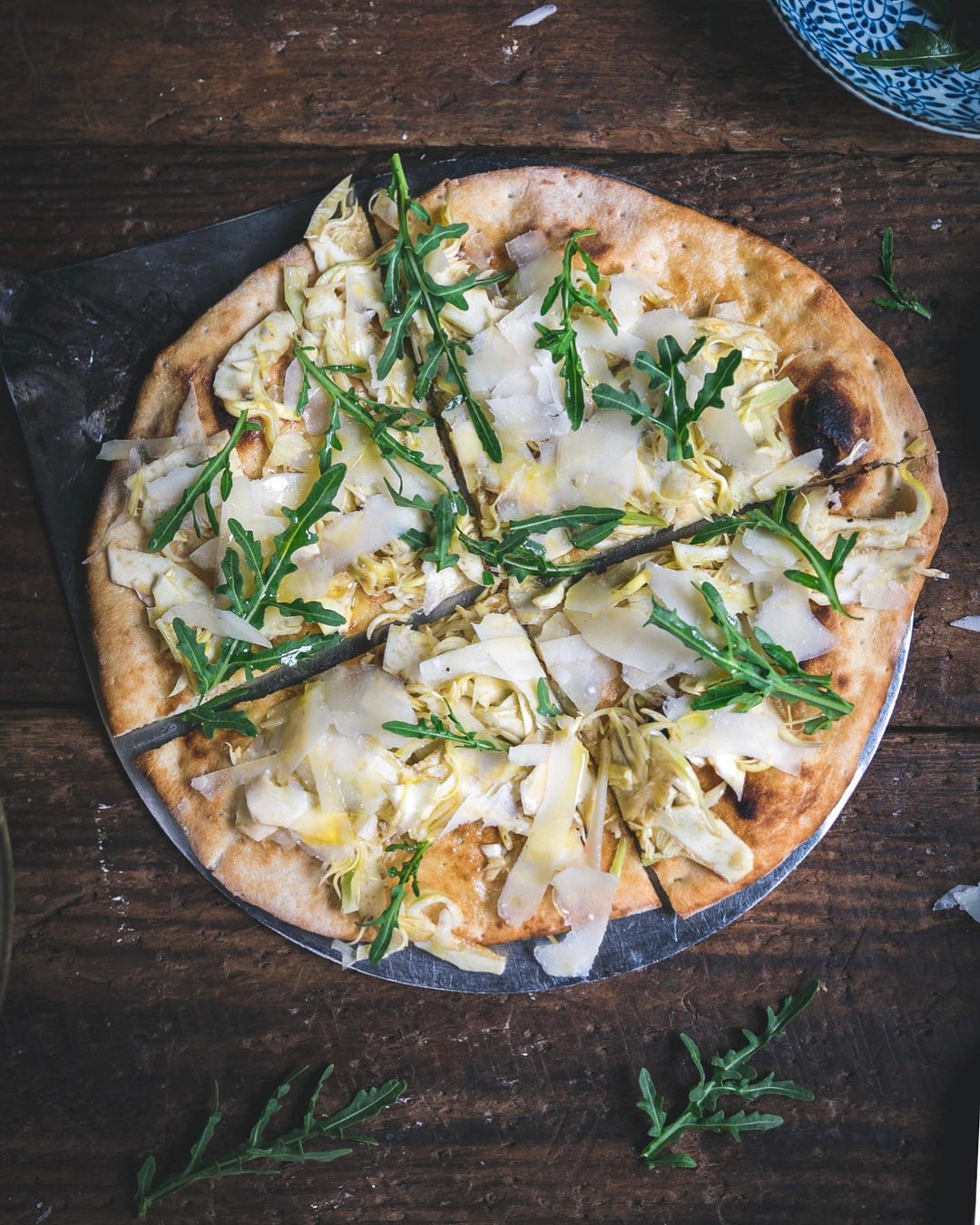 Delicious pizza with cheese served on wooden table