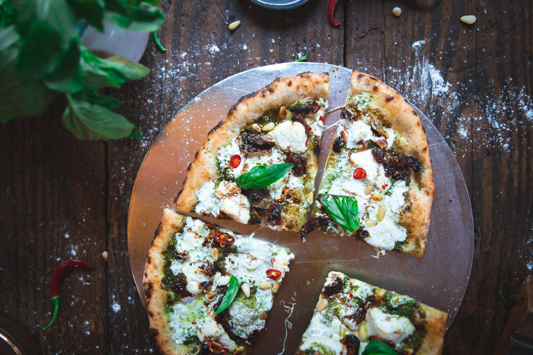 Pesto goat cheese pizza
