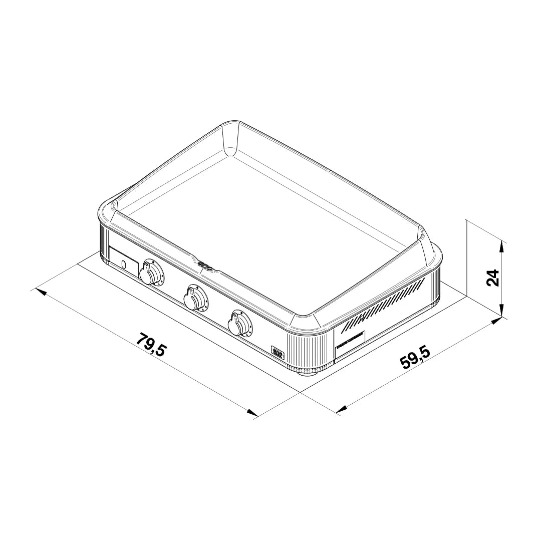 ENOSIGN 80 Gas Griddle (La Plancha), Stainless (3 burner)