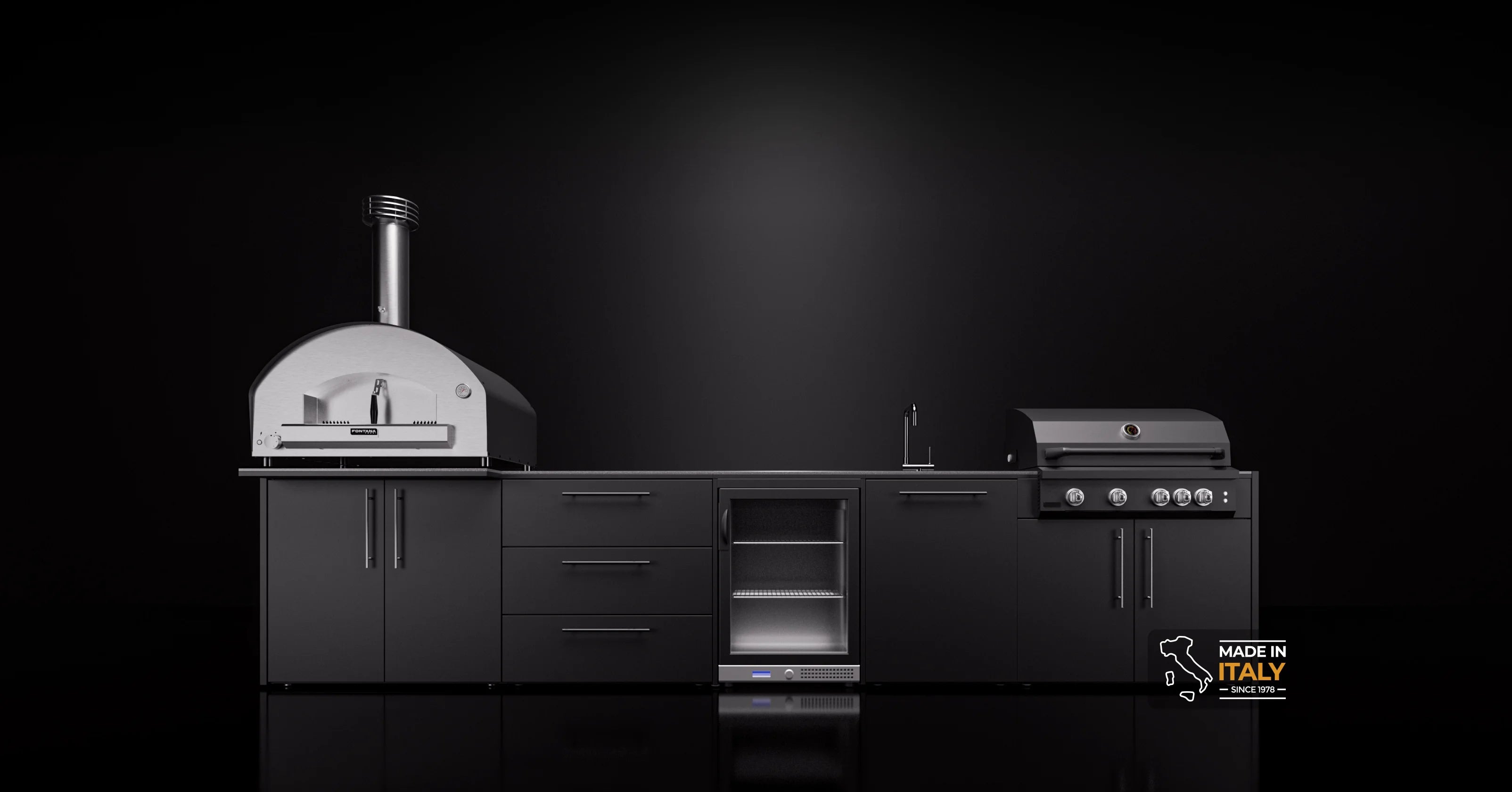 Elysia Module Outdoor Kitchen by Fontana Hero black