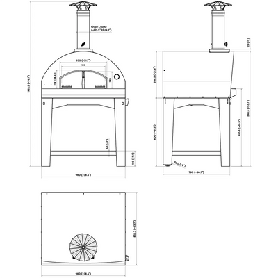 Mangiafuoco Wood-Fired Pizza Oven Dimensions #color_gray