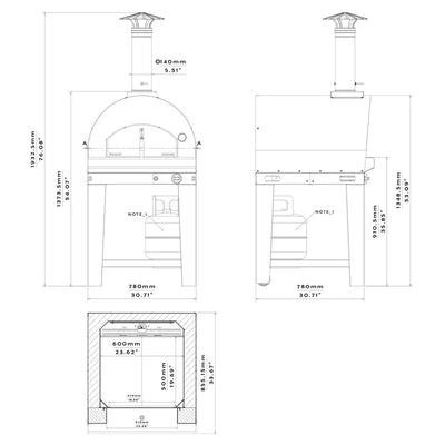 Margherita Gas Outdoor Oven Dimensions #color_gray