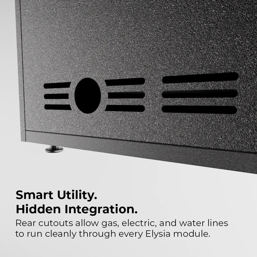 Elysia outdoor modular kitchen ventilation and cutouts