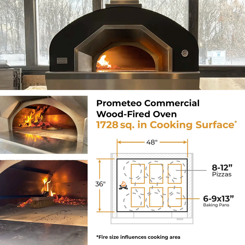 Prometeo Commercial Wood-Fired Oven 1728sq in Cooking Surface